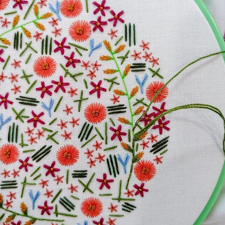 Cozy Blue Wildflower embroidery kit