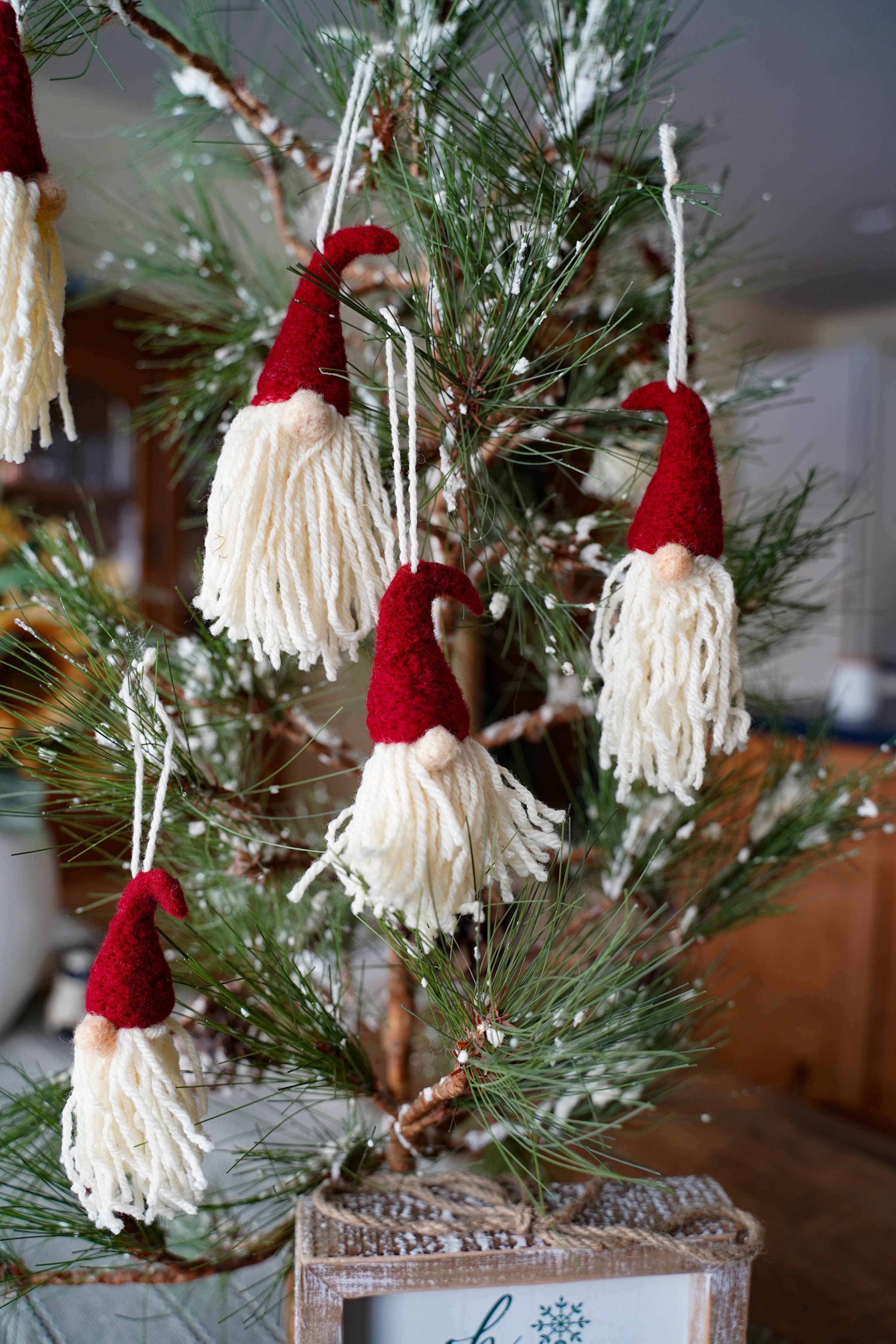 Gnome Ornaments Needle Felting Kit (makes 3 ornaments)