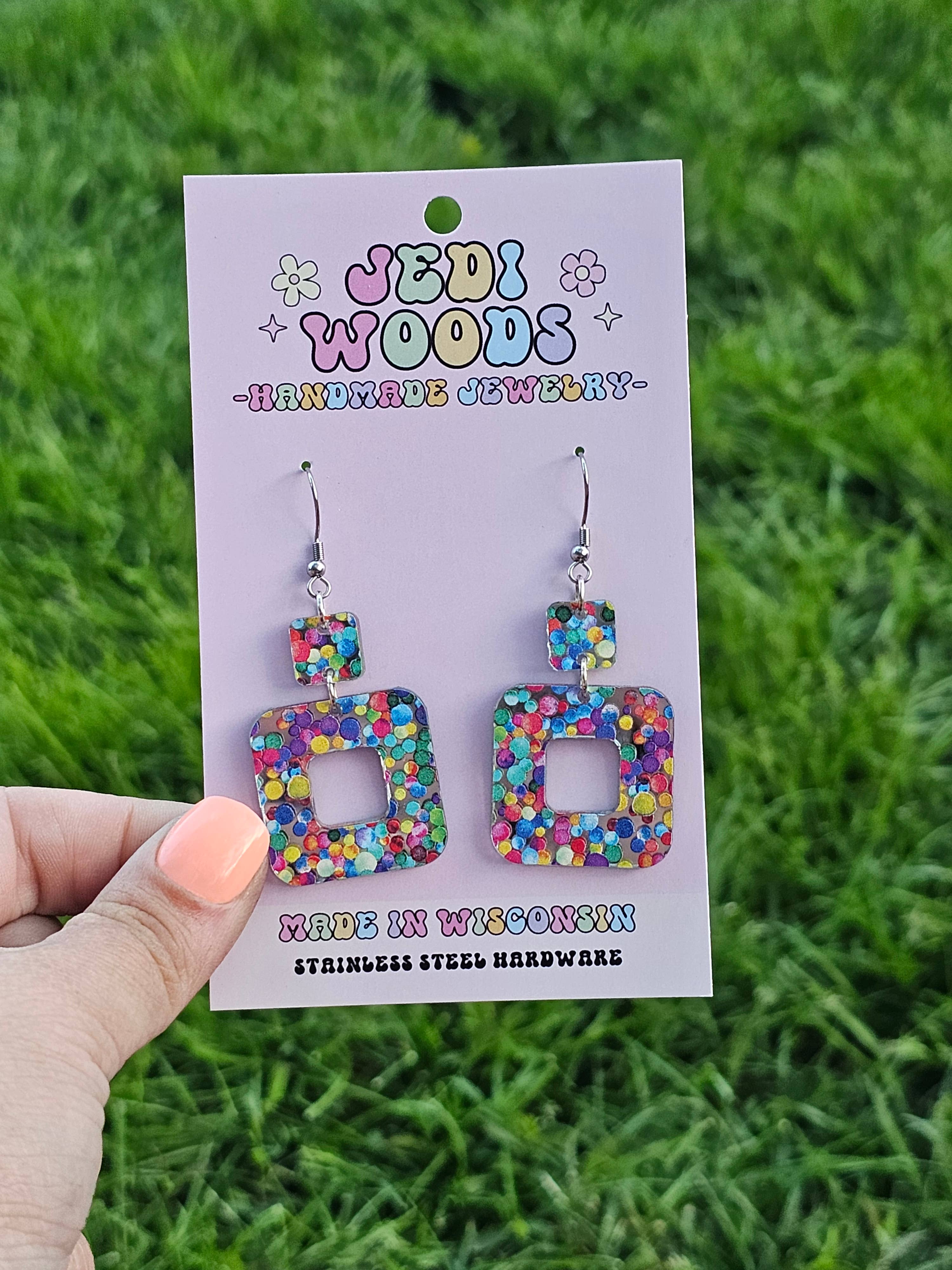 Bubblegum Confetti Double Square Earrings