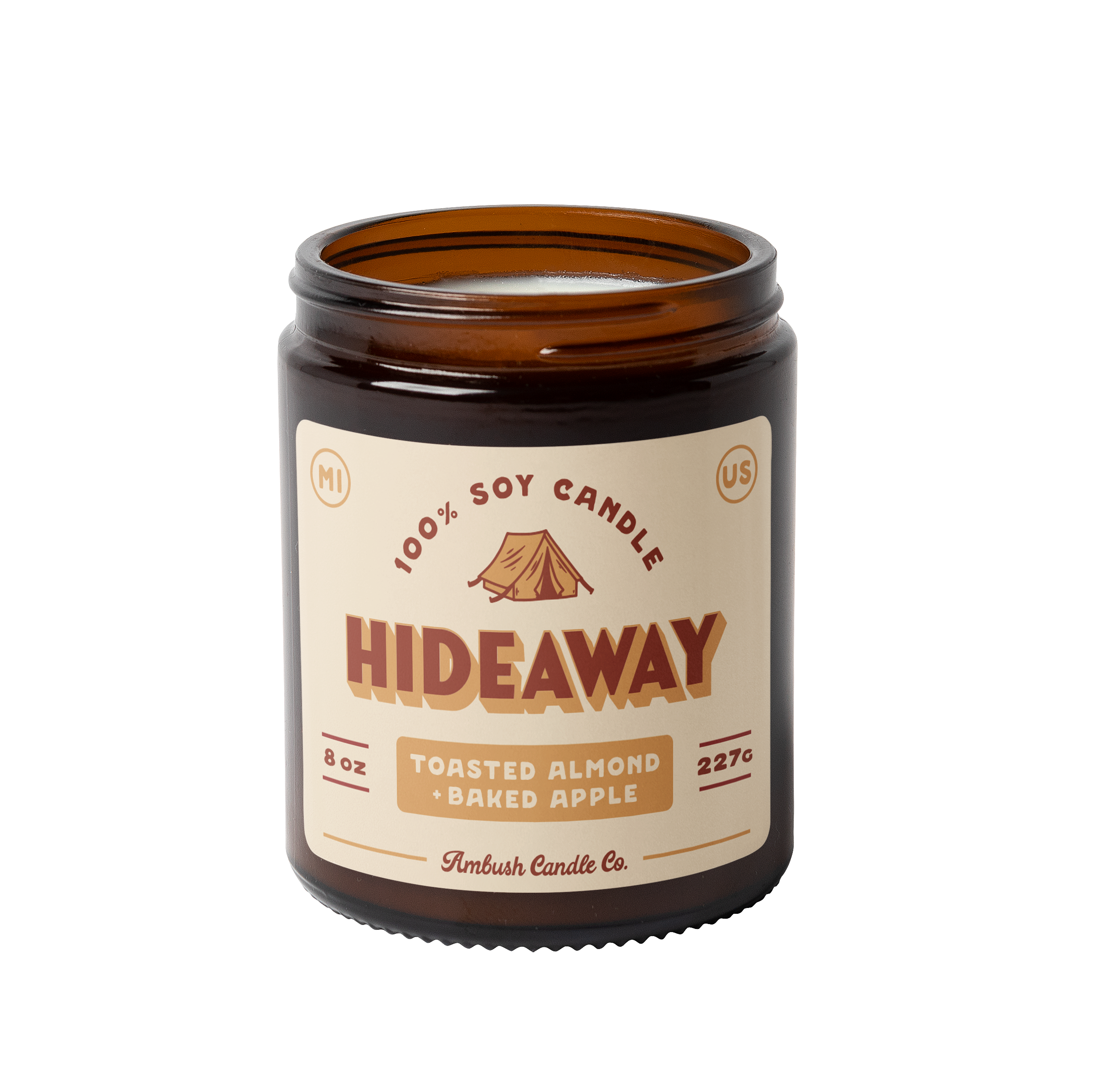 Hideaway | Toasted Almond + Baked Apple 8oz Soy Candle