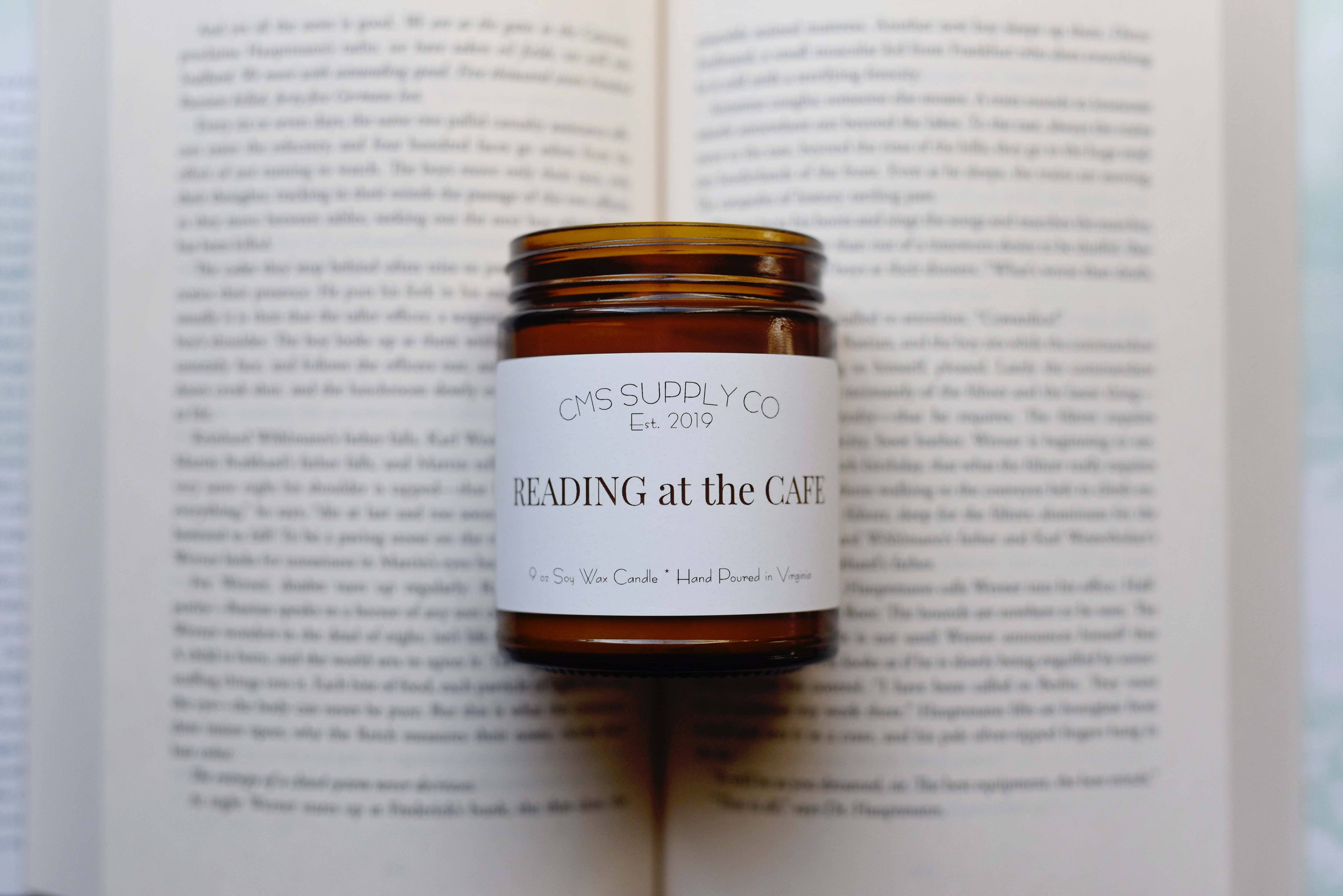Reading at the Cafe - Bookish Candle