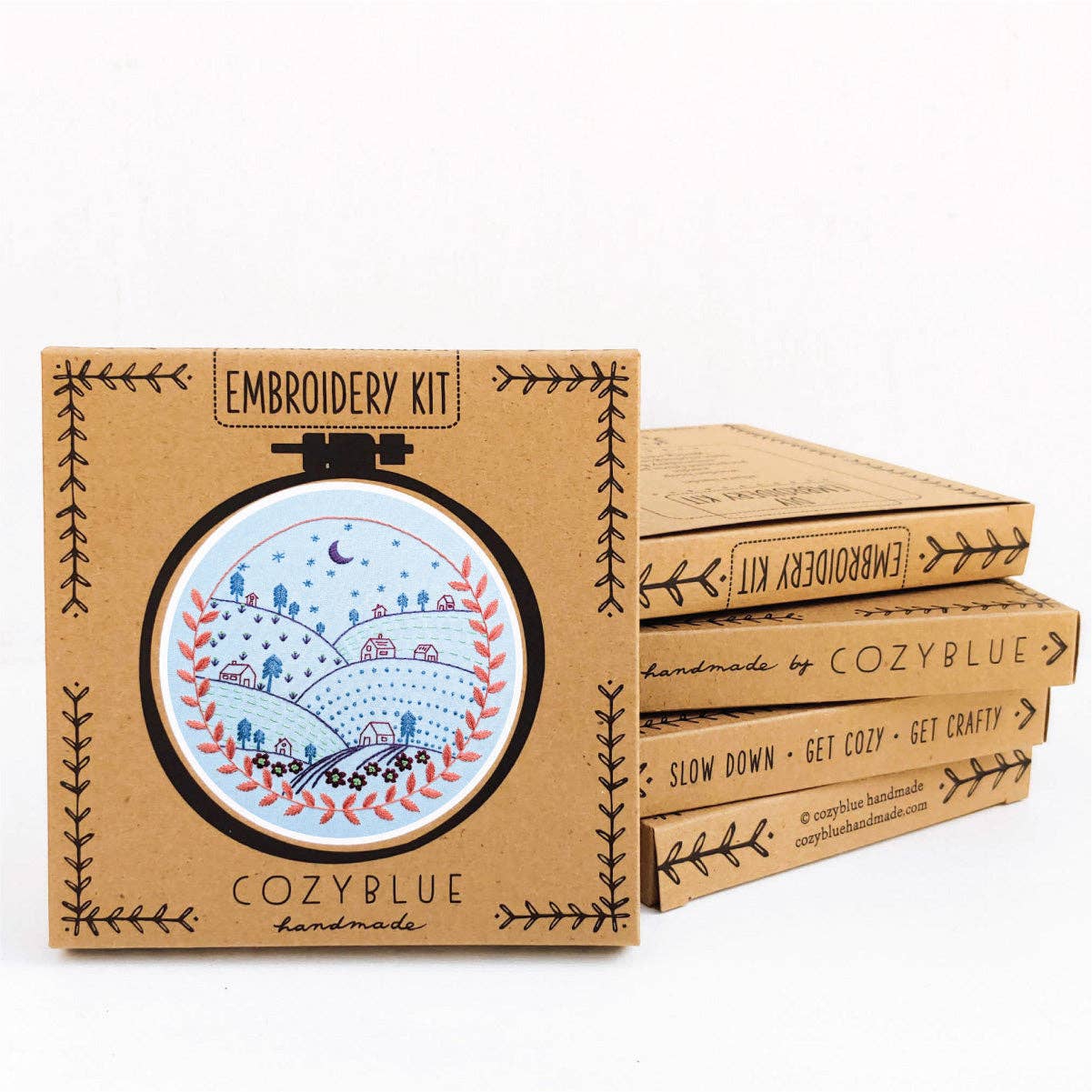 Cozy Blue Rolling hills embroidery kit
