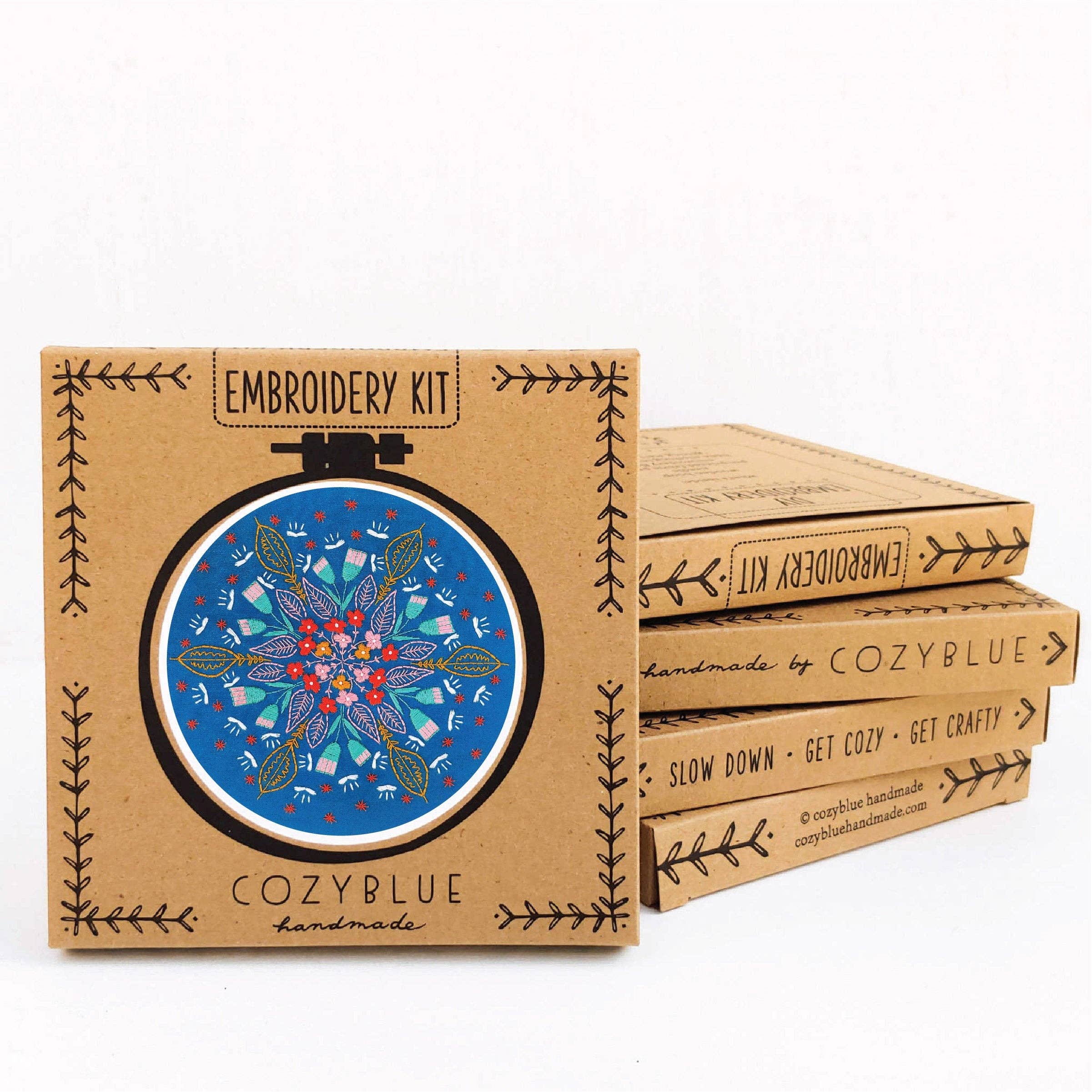 Cozy Blue Floral burst embroidery kit