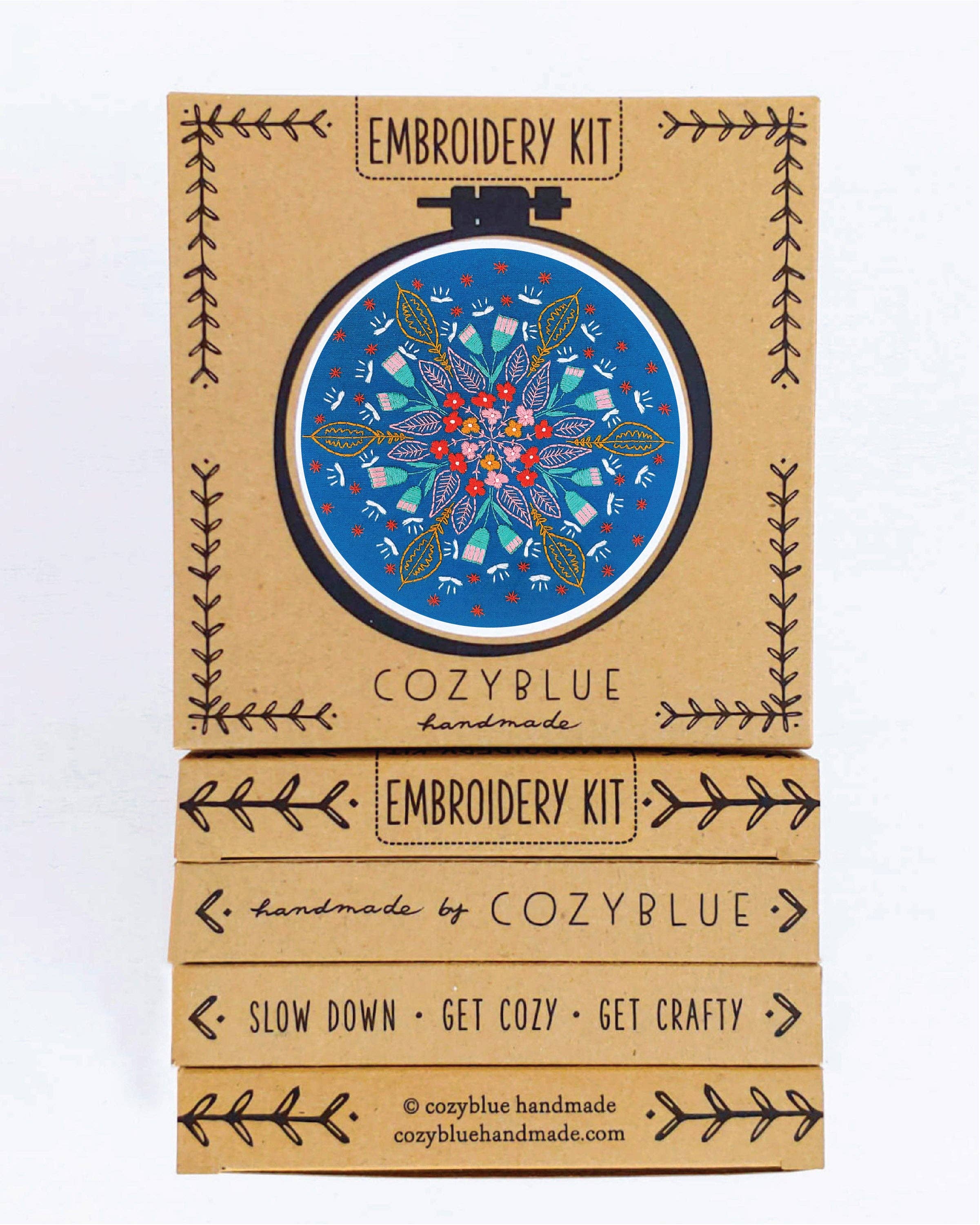 Cozy Blue Floral burst embroidery kit
