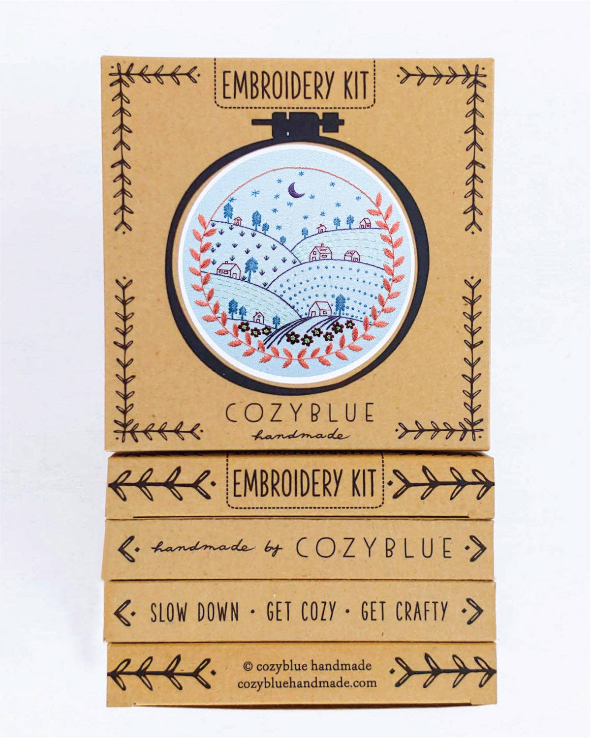 Cozy Blue Rolling hills embroidery kit