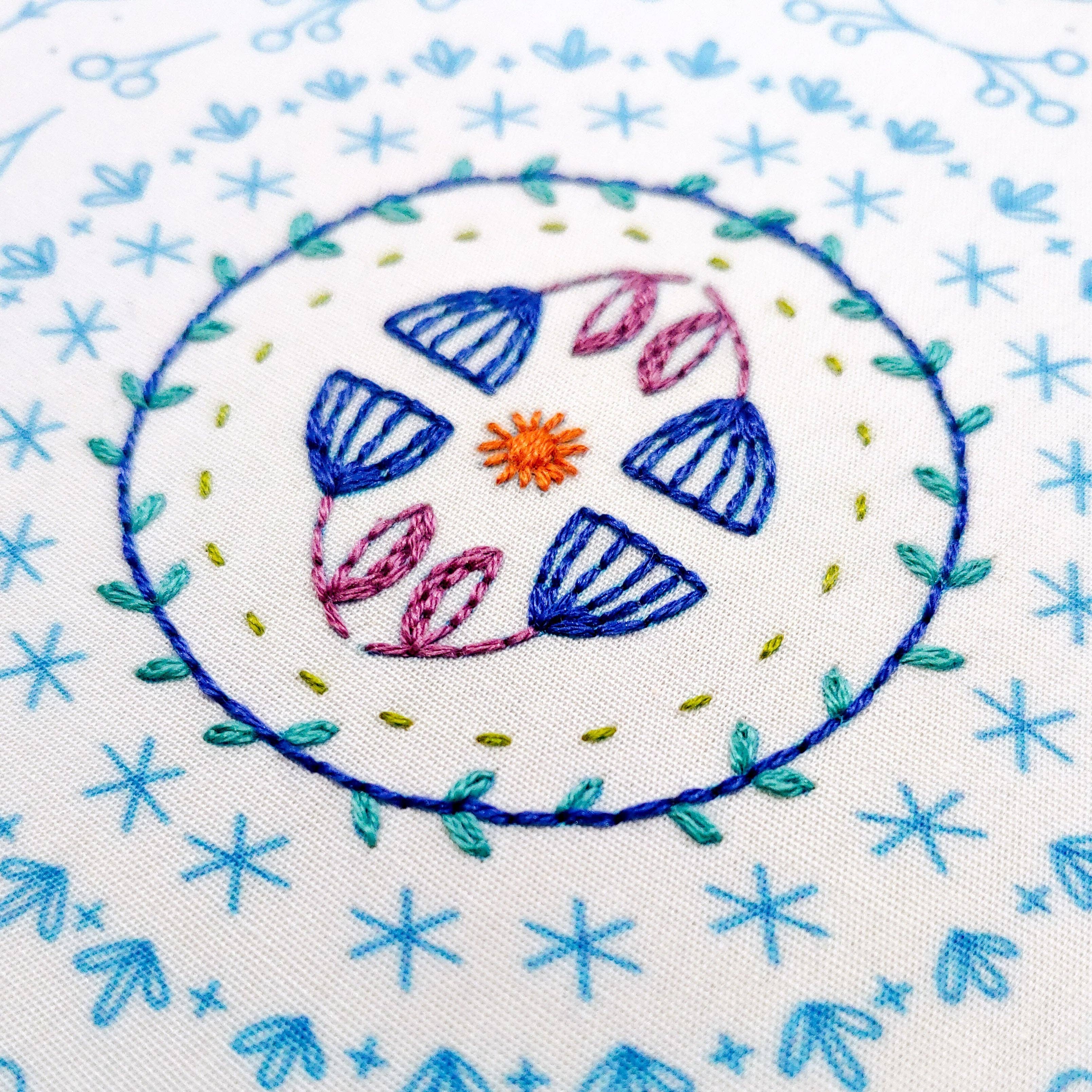 Cozy Blue Stitches in the round  kit